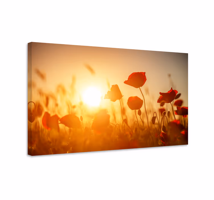 Red flowers on sunset flower canvas - TenStickers