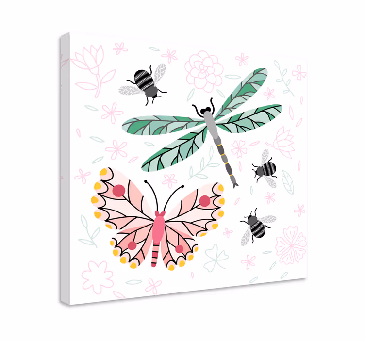 Butterfly canvas floral and insect art - TenStickers