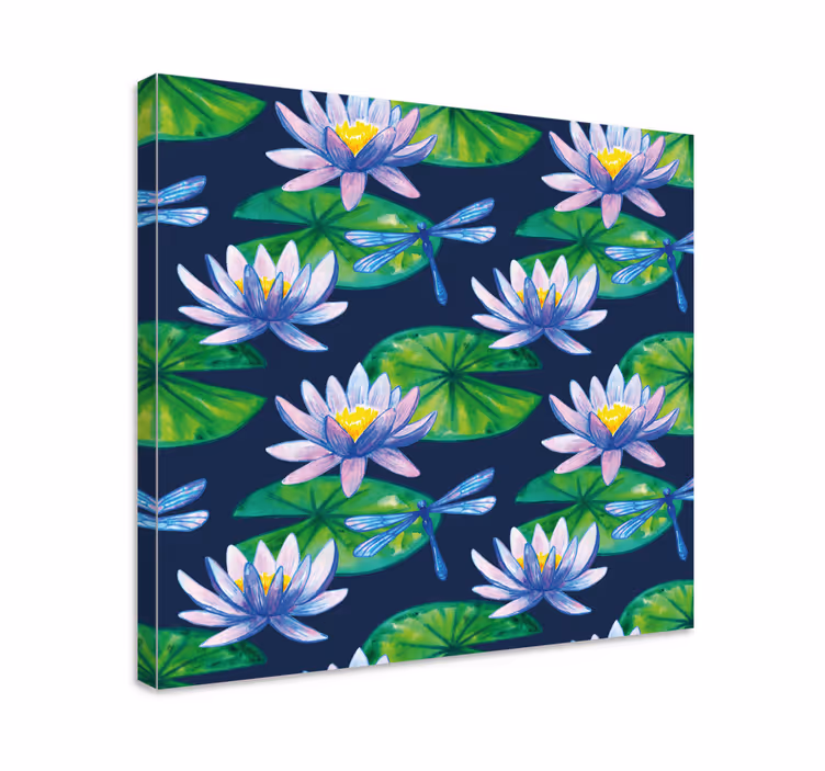 Lilypad pattern dragonfly canvas - TenStickers