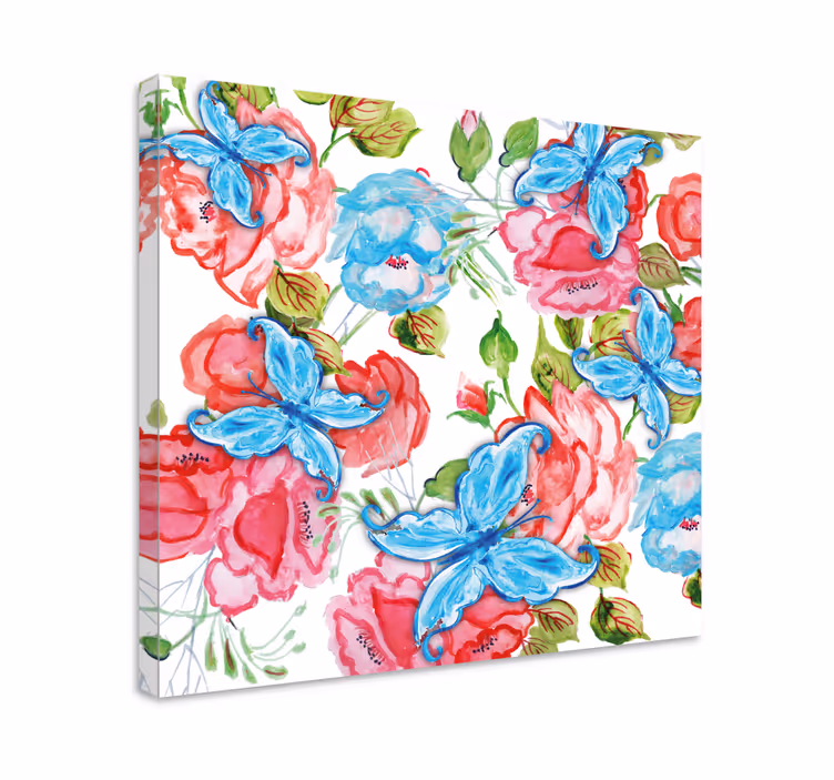 Flowers canvas floral arrangement with butterflies - TenStickers