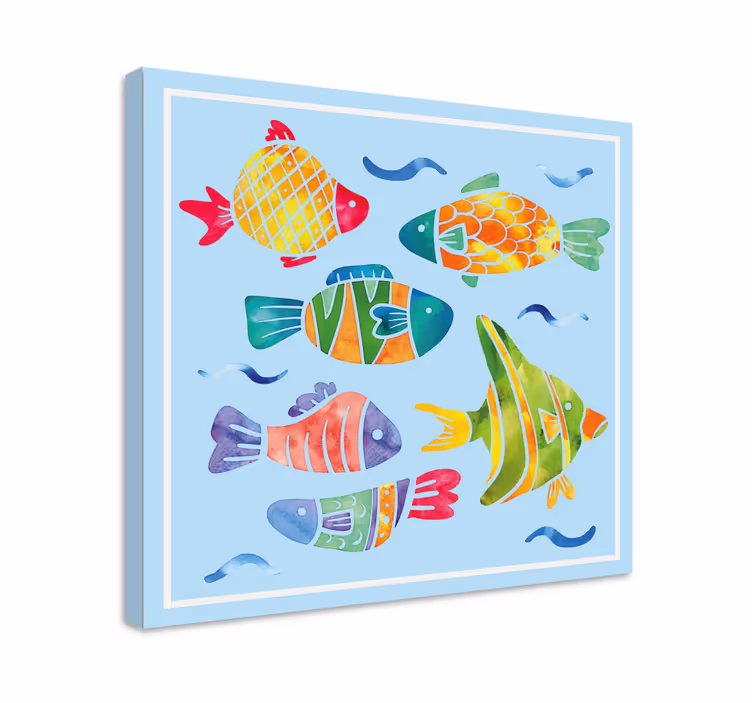 Cartoon colourful  fish canvas - TenStickers