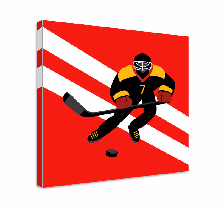 Red and yellow Ice Hockey people canvas print - TenStickers
