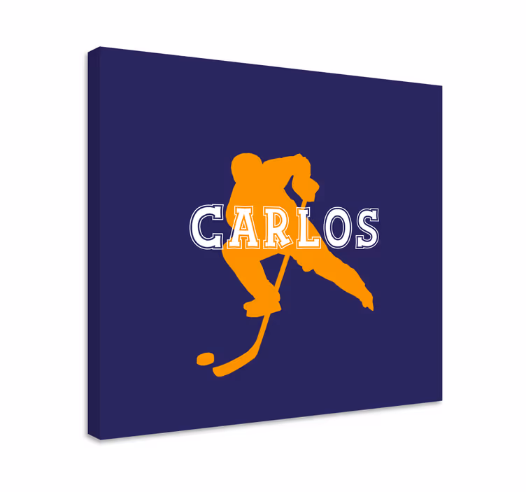 Personalised Ice Hockey orange canvas - TenStickers