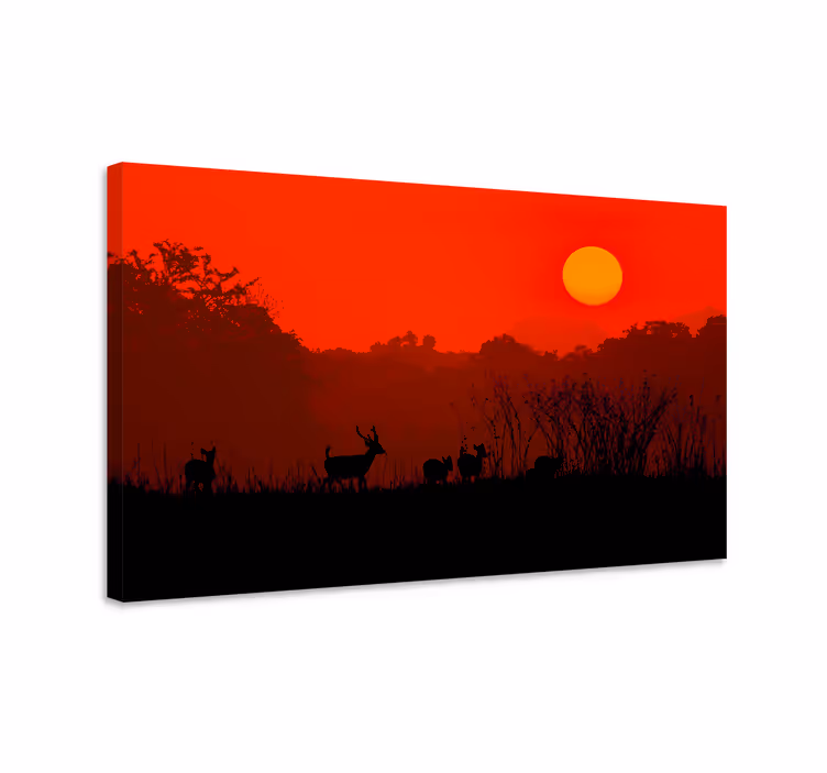 Stag canvas silhouette at sunset - TenStickers