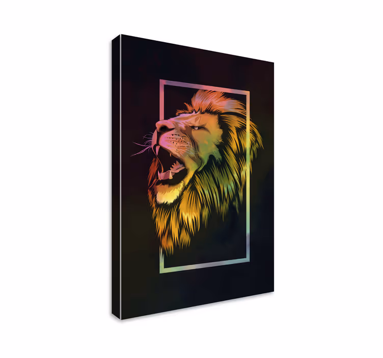 Painted colorful lion animal canvas prints - TenStickers