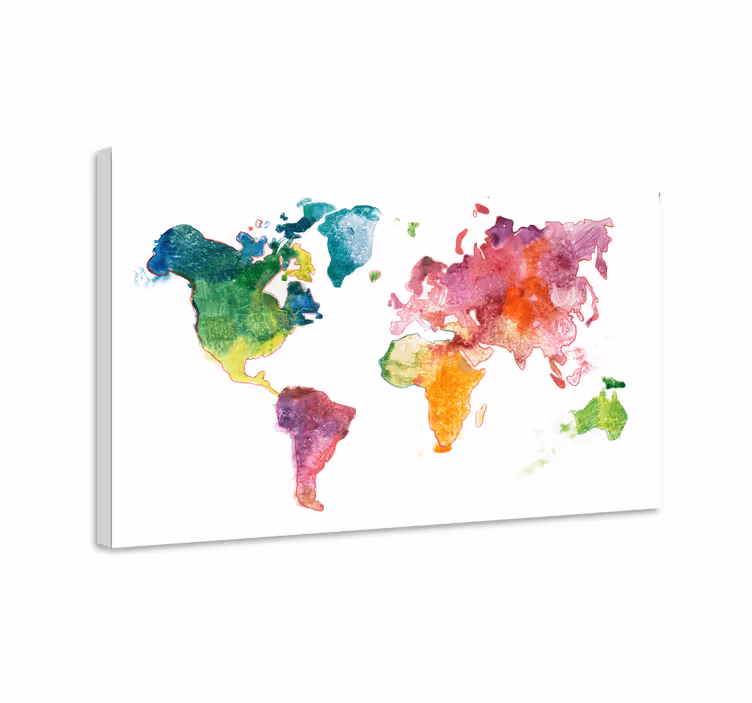 Vibrant Watercolor Map world map wall art - TenStickers