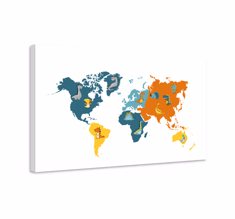 World map wall art interactive animal map - TenStickers