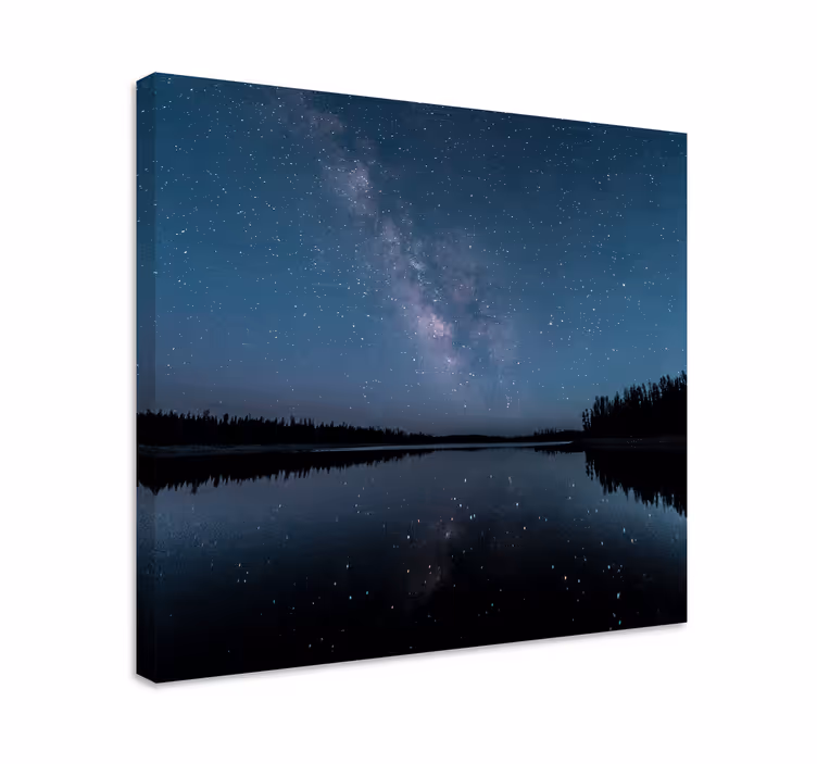 Starry night reflection landscape canvas - TenStickers