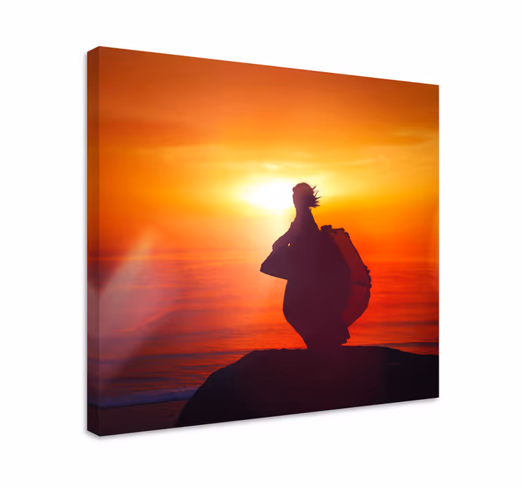 Abstract wall art 1 silhouette at sunset - TenStickers