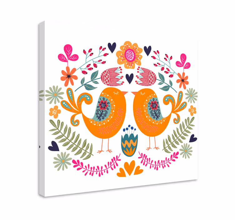 Bird canvas wall art love birds design - TenStickers