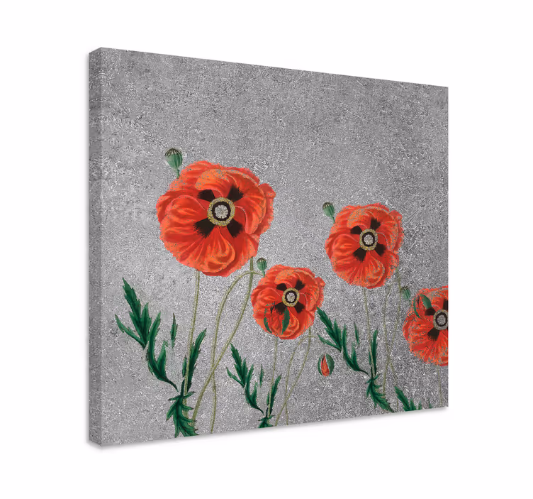 Artistic Polish poppies on grey flower canvas - TenStickers