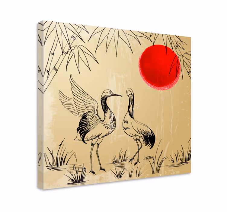 Mandala canvas cranes and sun artwork - TenStickers