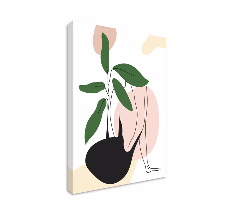 Abstract wall art 1 female figure with plants - TenStickers