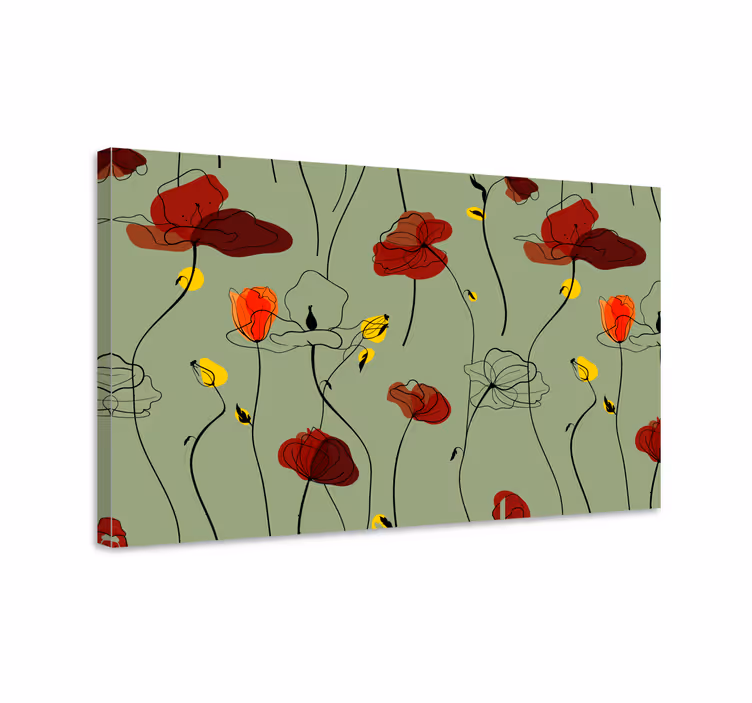 Poppy floral motif flowers canvas - TenStickers