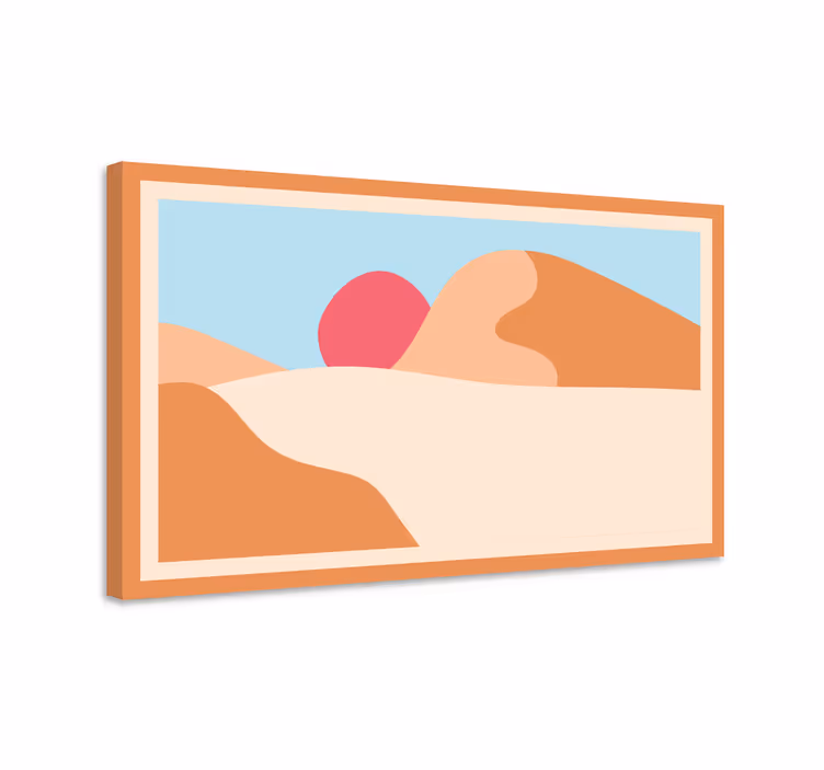 Mountain and sun abstract art geometric canvas - TenStickers
