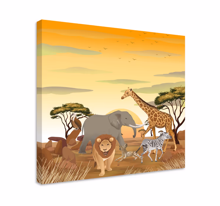 Elephant wallart savanna wildlife scene - TenStickers