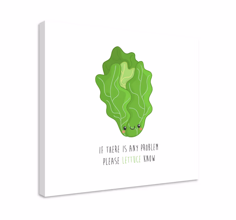 Fruit canvas wall art happy lettuce character - TenStickers