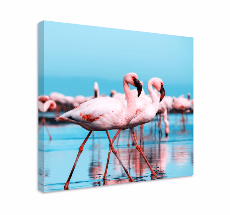 Bird canvas wall art majestic pink flamingos - TenStickers