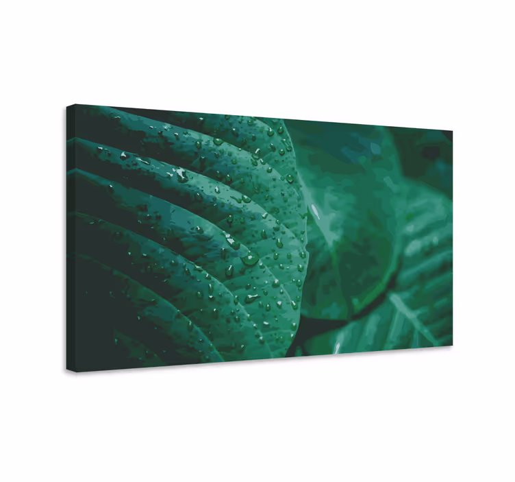 Flowers canvas with lush green leaves - TenStickers