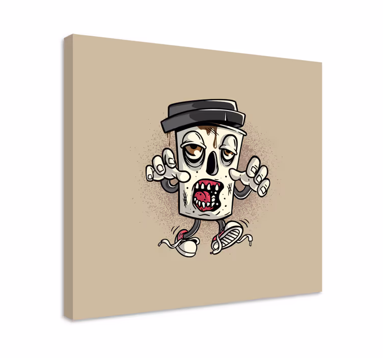 Coffee zombie graffiti character modern canvas - TenStickers