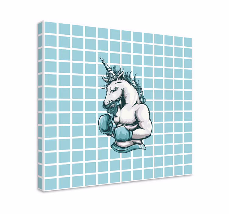 Workout gym unicorn cartoon modern canvas - TenStickers
