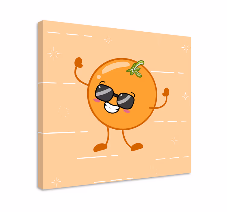 Fruit canvas wall art joyful orange figure - TenStickers