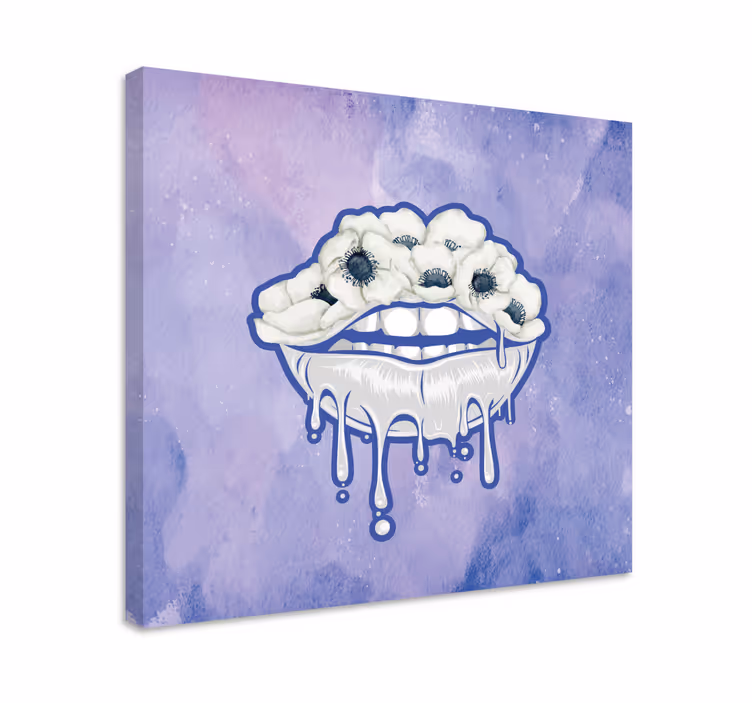 Ornamental canvas print mouth with flowers art - TenStickers