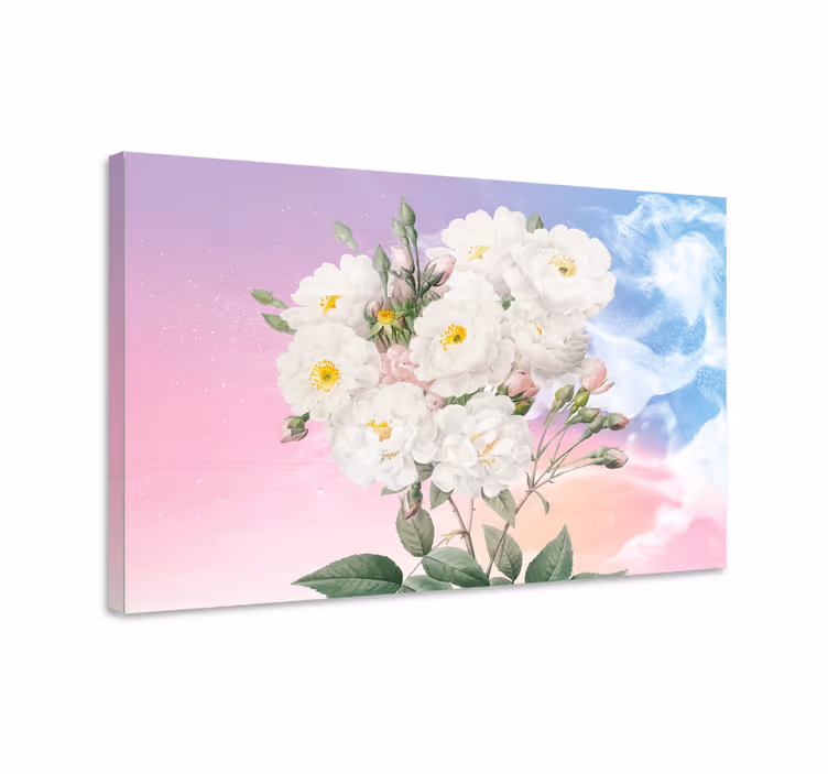 Flowers canvas white floral bouquet - TenStickers