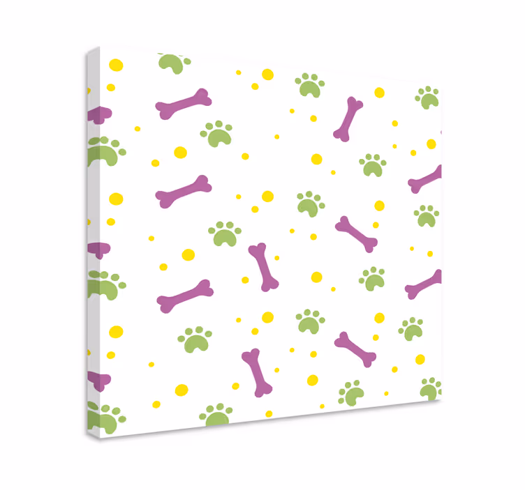 Colorful dog paws and bones dog canvas prints - TenStickers