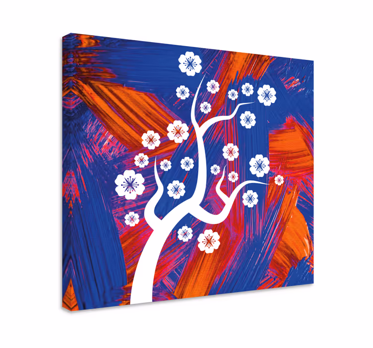 Flowers canvas white blossom tree - TenStickers