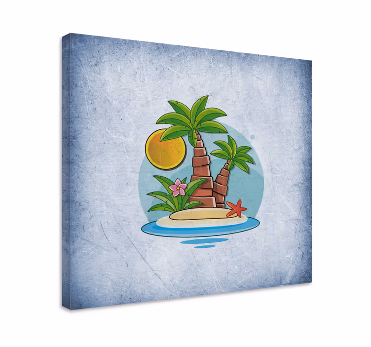 Tropical Island Scene Flowers  canvas - TenStickers