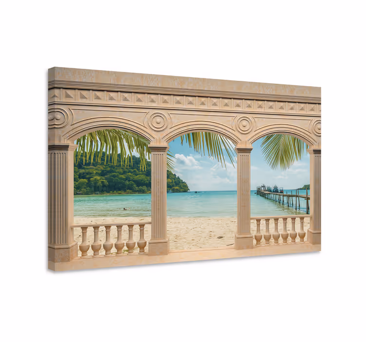 Landscape canvas tropical beach scene - TenStickers