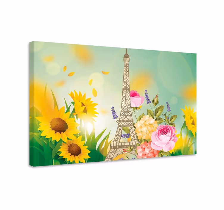 Flowers canvas eiffel tower blossom - TenStickers