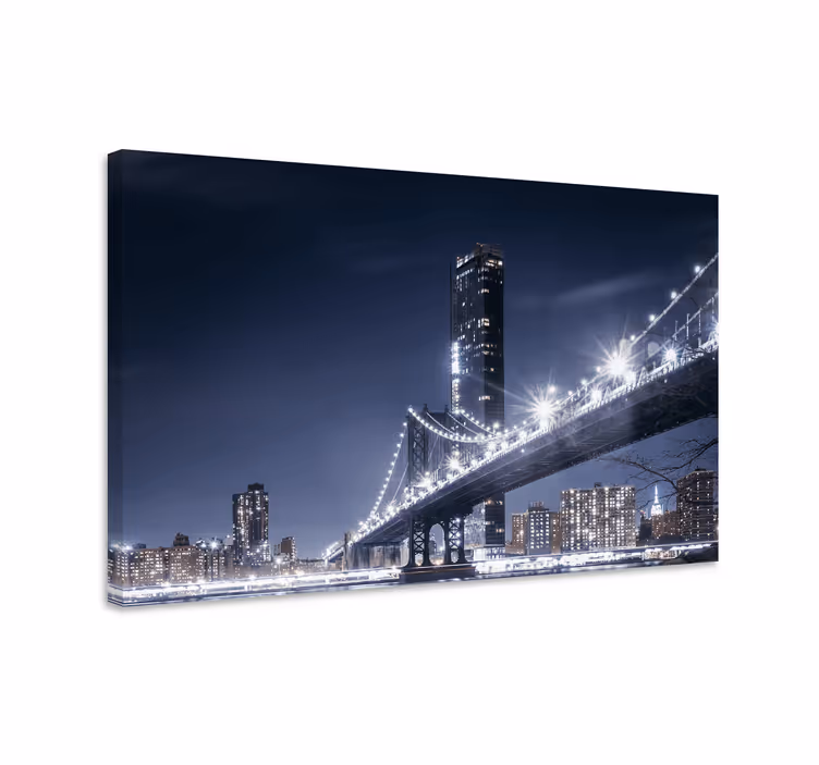 Manhattan Bridge at night city canvas prints - TenStickers