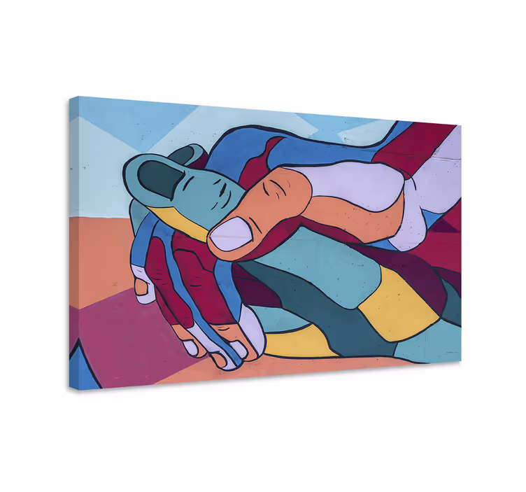 People canvas interlocking hands art print - TenStickers