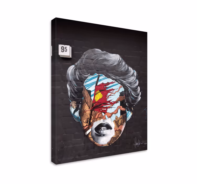 Graffiti face on bricks canvas art prints - TenStickers