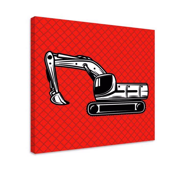 Monocolor big excavator nursery canvas - TenStickers
