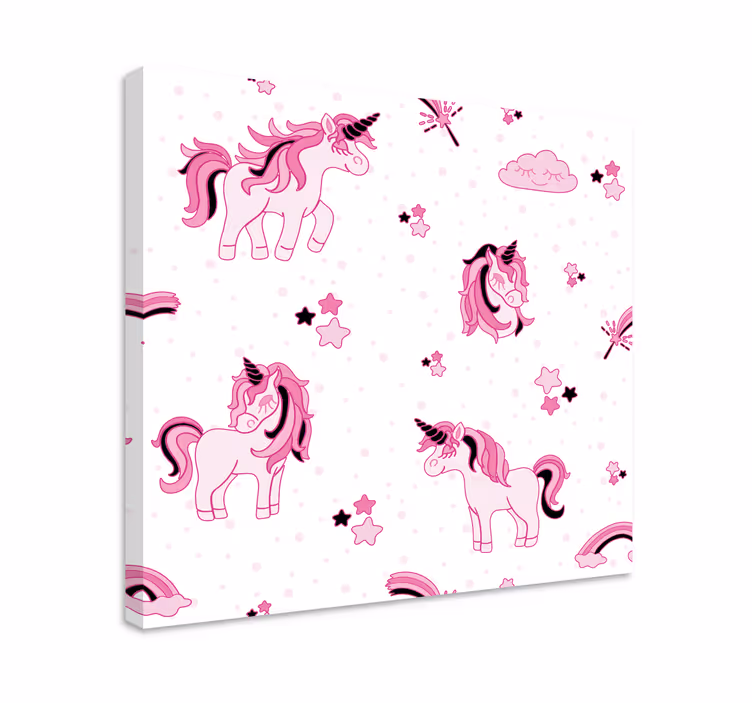 Doodle style unicorn world nursery canvas - TenStickers
