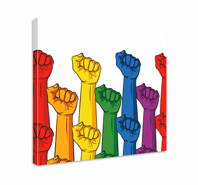 Quote canvas of vibrant raised fists - TenStickers