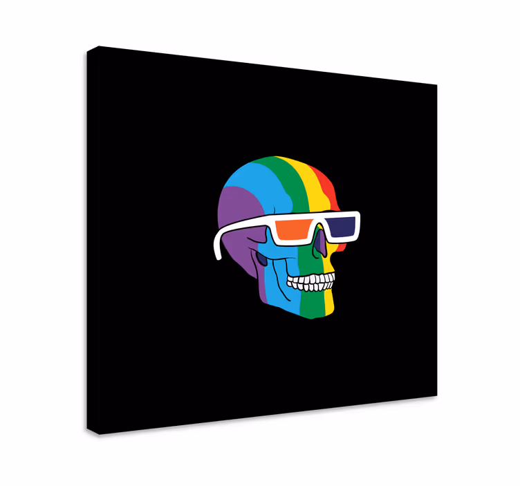 Fruit canvas wall art rainbow skull glasses - TenStickers