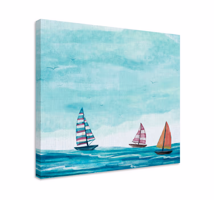 Nautical canvas art sailing boats at sea - TenStickers