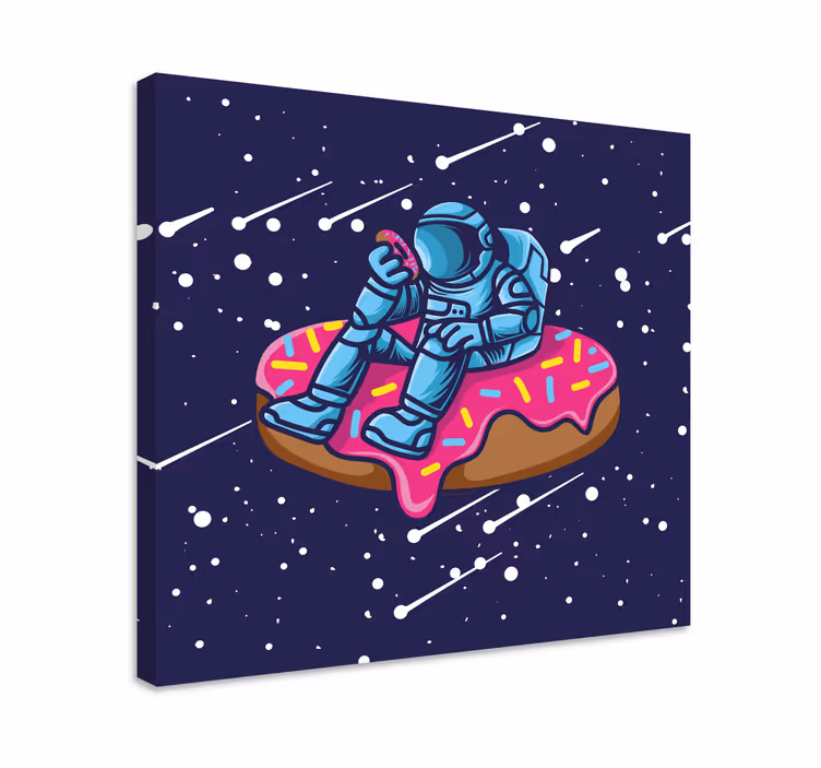 SPACEMAN ON DONUT Videgoames canvas - TenStickers