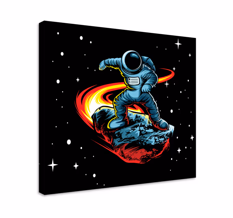 Videgoames canvas astronaut surfing asteroid - TenStickers