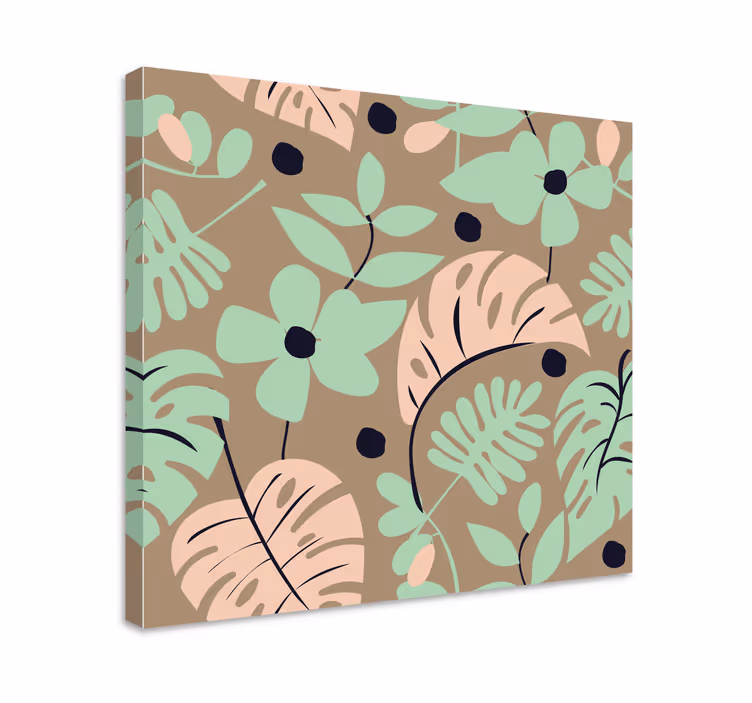 Tropical leaf floral flowers canvas - TenStickers