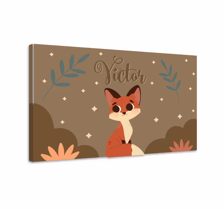 Dinosaur canvas wall art cute fox illustration - TenStickers