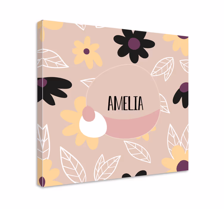 Flowers canvas personalized floral name art - TenStickers