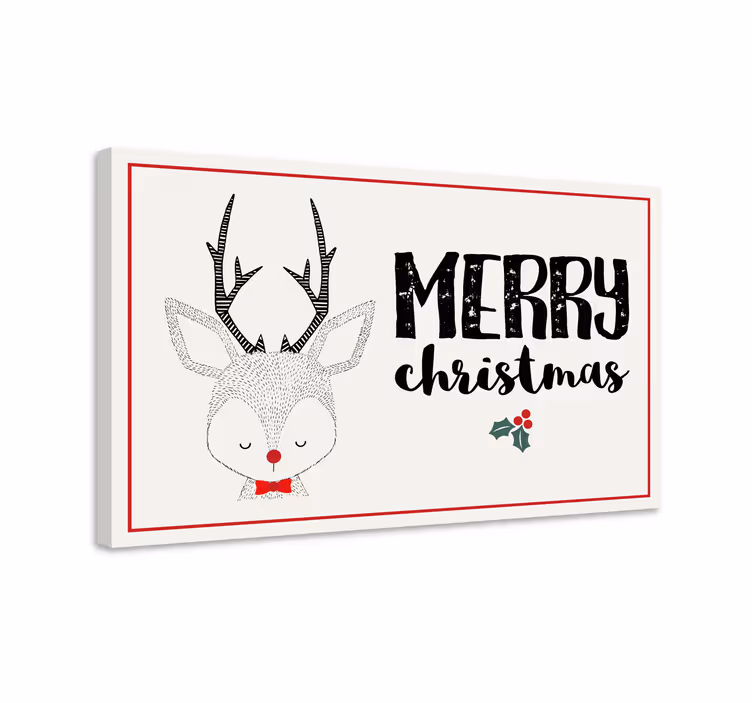 Stag canvas merry christmas reindeer art print - TenStickers