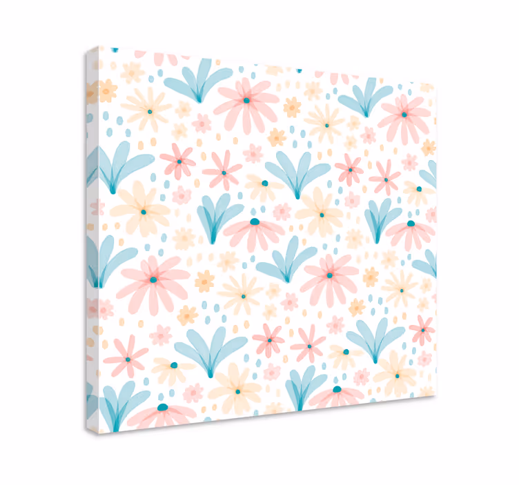 Pastel color flower pattern canvas - TenStickers