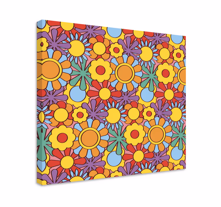 Colorful flowers with purple background canvas - TenStickers