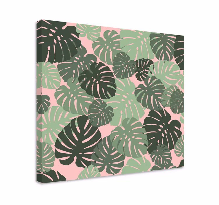 Monstera leaves pink color Plant canvas prints - TenStickers